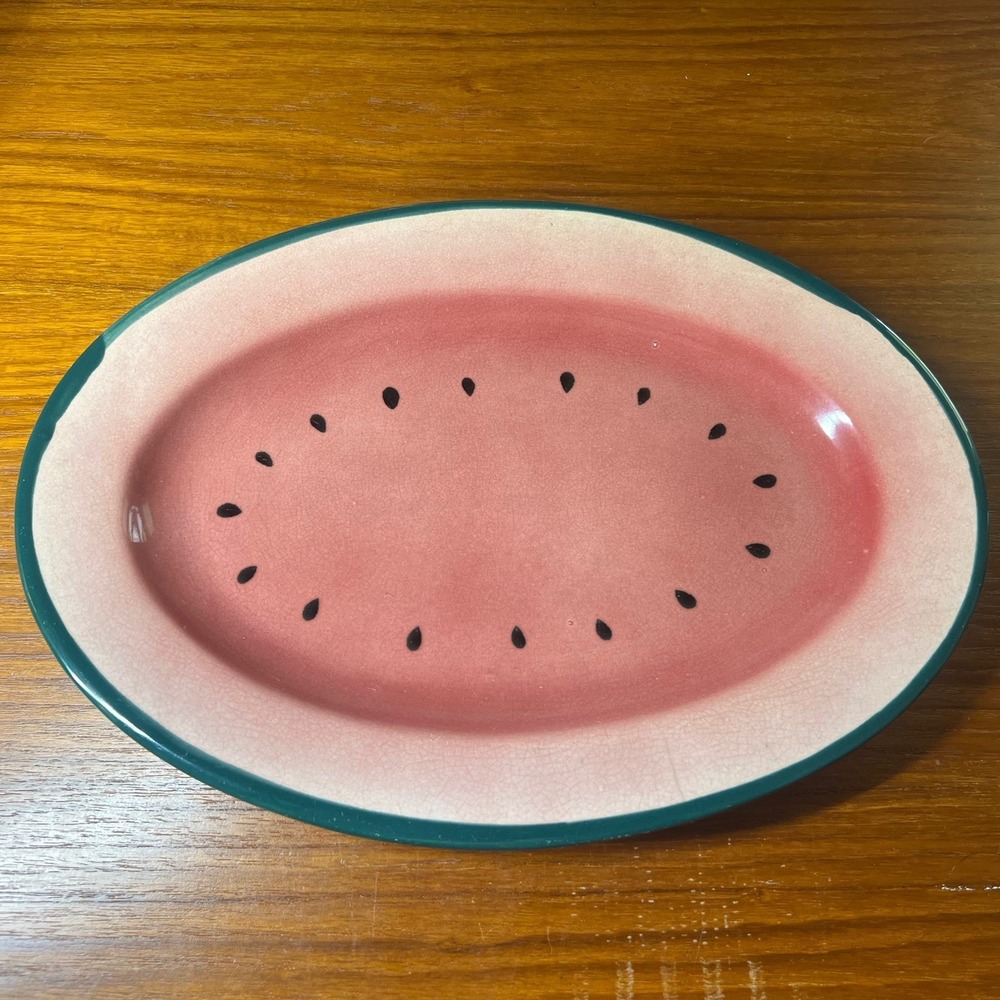 Vintage Ceramic Watermelon Serving Platter 15" x 10"